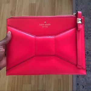 Kate spade smooth leather bow clutch